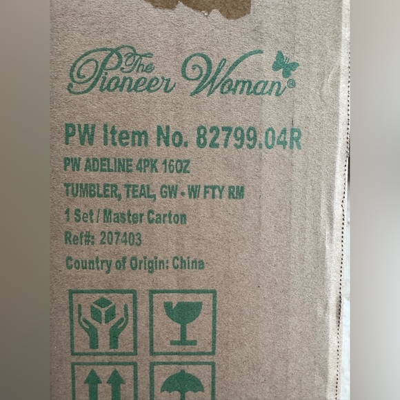 The Pioneer Woman Adeline 16-Ounce Teal Emboss Glass Tumblers, Set of 4 - Picture 6 of 6